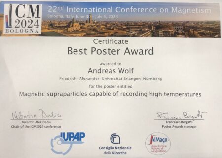 Towards entry "Best Poster Award for Andreas Wolf at ICM"